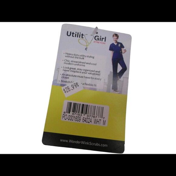 Utility Girl Womens Natural White Uniform Medical Nurse Scrub Top Size M - Picture 6 of 12